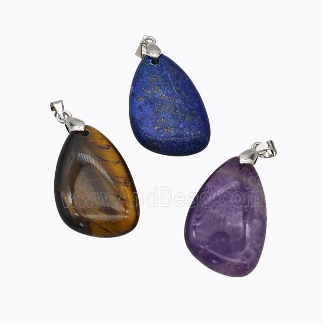 Natural Gemstone Teardrop Pendant