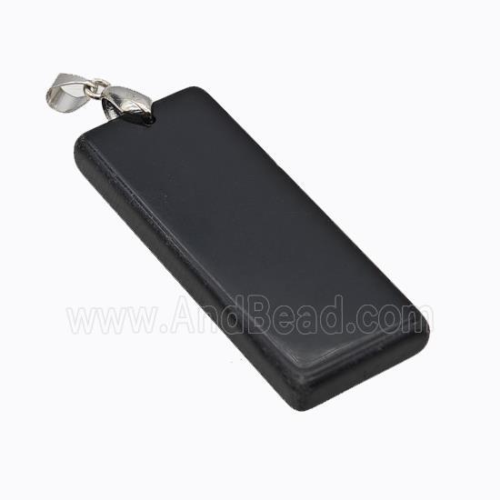 Natural Black Obsidian Rectangle Pendant