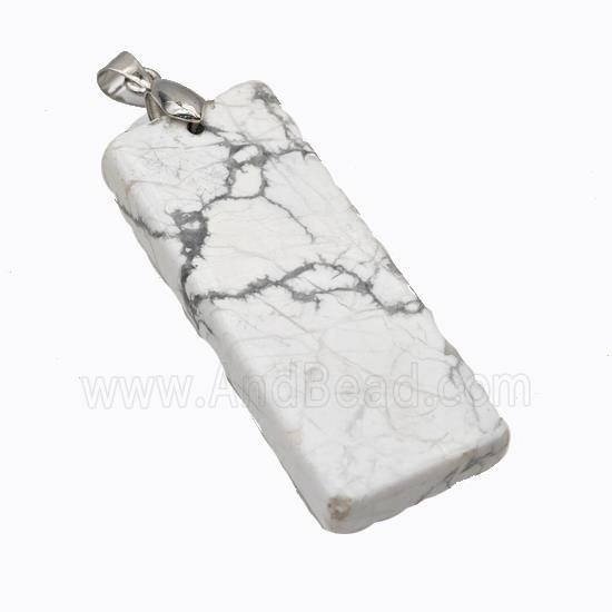 Natural White Howlite Turquoise Rectangle Pendant