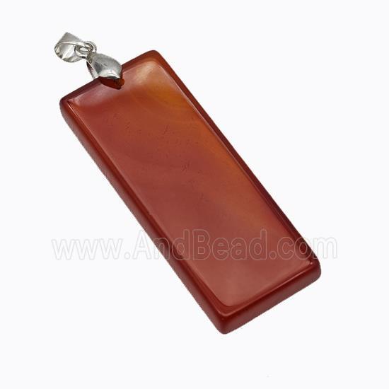 Natural Agate Rectangle Pendant Red Dye