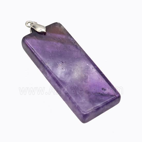 Natural Purple Amethyst Rectangle Pendant