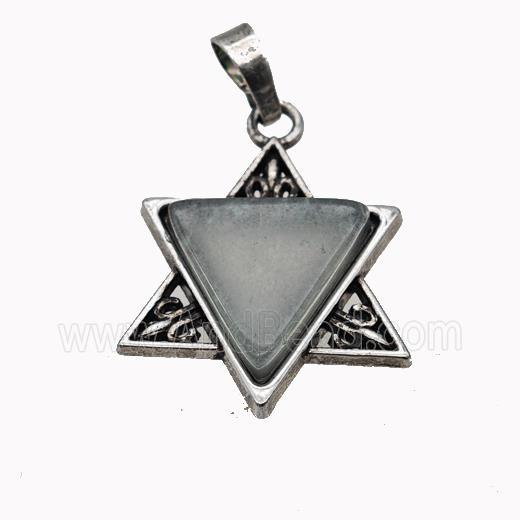 Alloy David Star Pendant Pave Aventurine Antique Silver