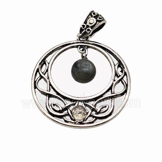 Alloy GoGo Pendant Pave Labradorite Antique Silver