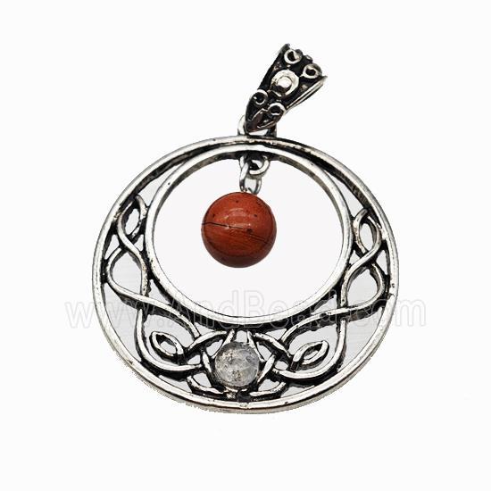 Alloy GoGo Pendant Pave Red Jasper Antique Silver
