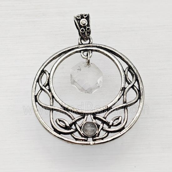 Alloy GoGo Pendant With Clear Quartz Antique Silver