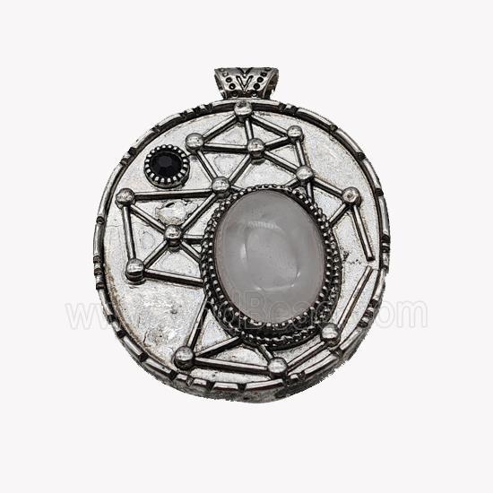 Alloy StarMap Pendant Pave Rose Quartz Antique Silver