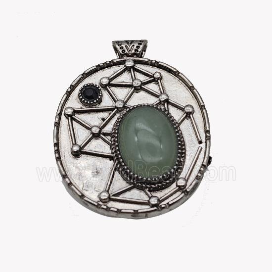 Alloy StarMap Pendant Pave Green Aventurine Antique Silver