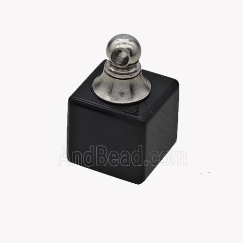 Natural Black Obsidian Perfume Bottle Pendant Cube