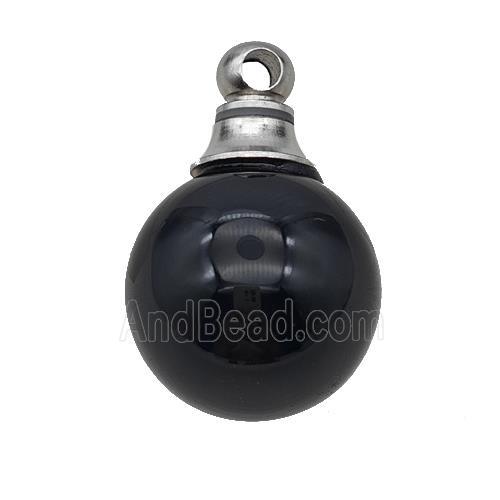 Natural Black Obsidian Perfume Bottle Pendant Sphere