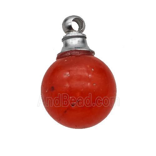 Red Dye Jade Perfume Bottle Pendant Sphere