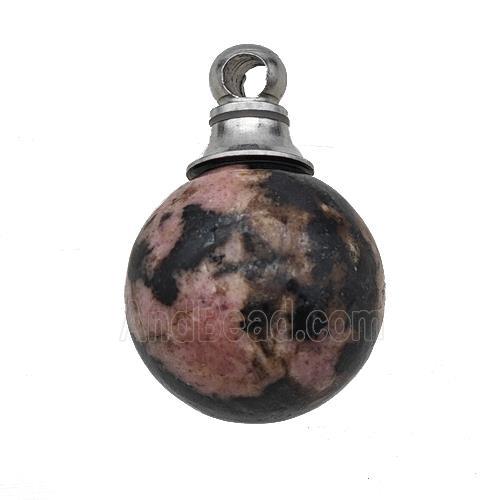 Natural Chinese Rhodonite Perfume Bottle Pendant Sphere