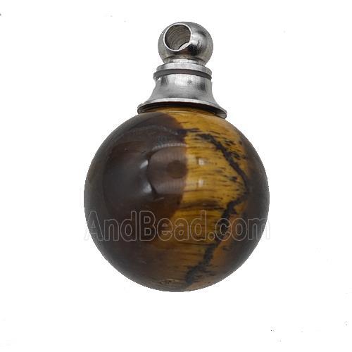 Natural Tiger Eye Stone Perfume Bottle Pendant Sphere