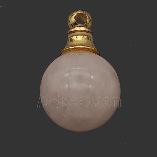 Natural Pink Rose Quartz Perfume Bottle Pendant Sphere