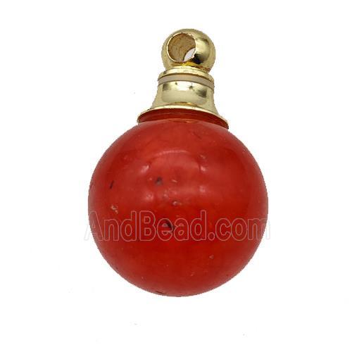 Red Dye Jade Perfume Bottle Pendant Sphere