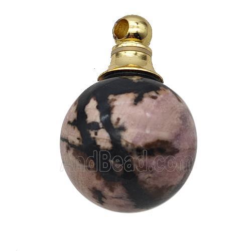 Natural Chinese Rhodonite Perfume Bottle Pendant Sphere