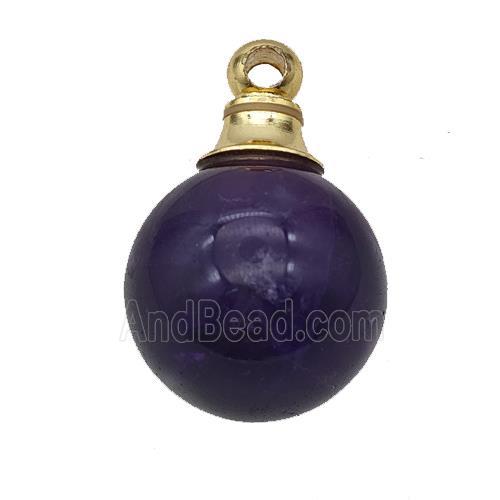 Natural Purple Amethyst Perfume Bottle Pendant Sphere