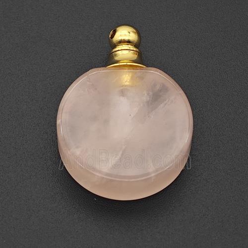 Natural Pink Rose Quartz Perfume Bottle Pendant