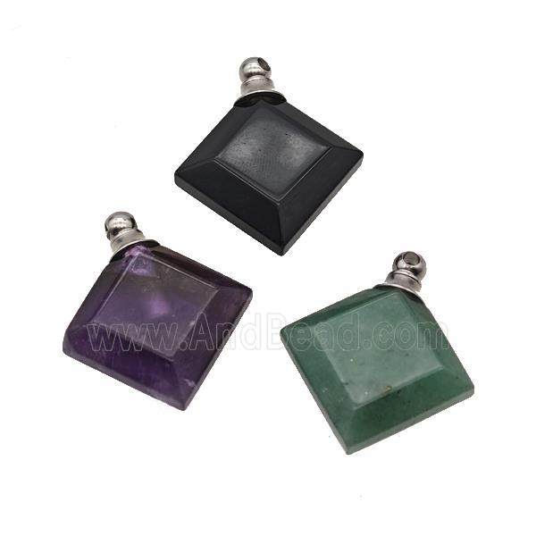 Natural Gemstone Perfume Bottle Pendant Square Mixed