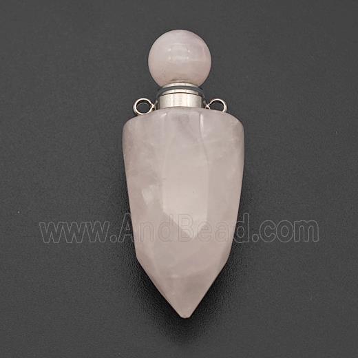 Natural Pink Rose Quartz Perfume Bottle Pendant Bullet