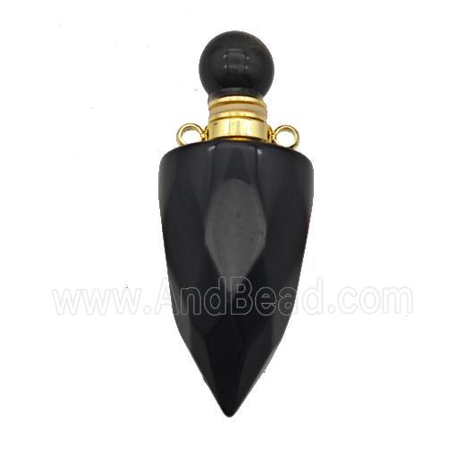 Natural Black Obsidian Perfume Bottle Pendant Bullet