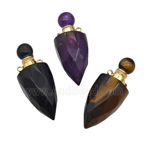 Natural Gemstone Perfume Bottle Pendant Bullet Mixed