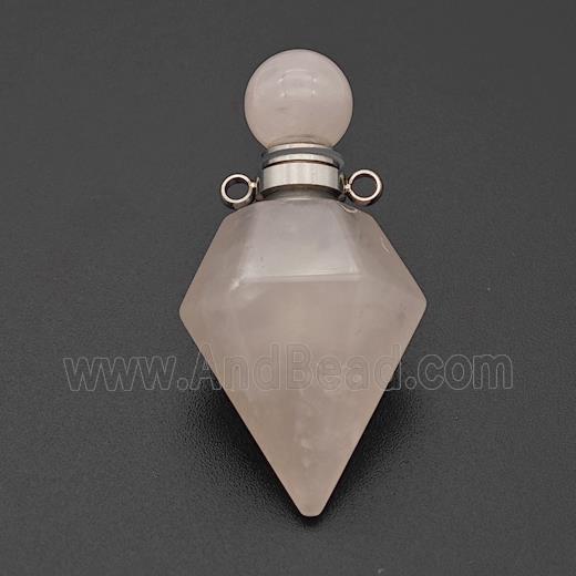 Natural Rose Quartz Perfume Bottle Pendant