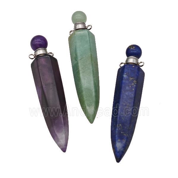 Natural Gemstone Perfume Bottle Pendant Bullet Mixed