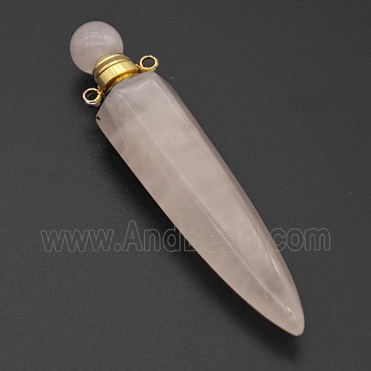 Natural Rose Quartz Perfume Bottle Pendant Bullet