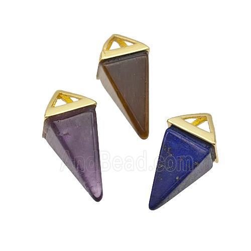 Natural Gemstone Pendulum Copper Gold Plated Mixed