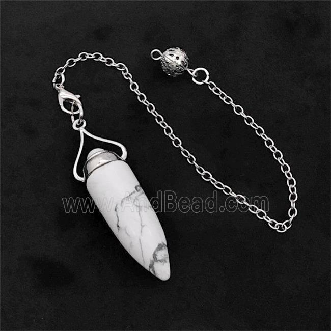 White Howlite Turquoise Bullet Pendant With Chain