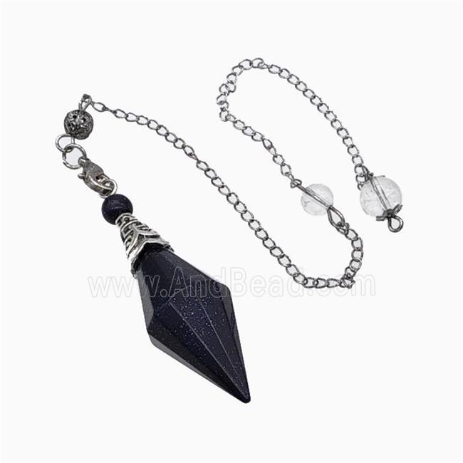 Blue Sandstone Pendulum Pendant With Chain