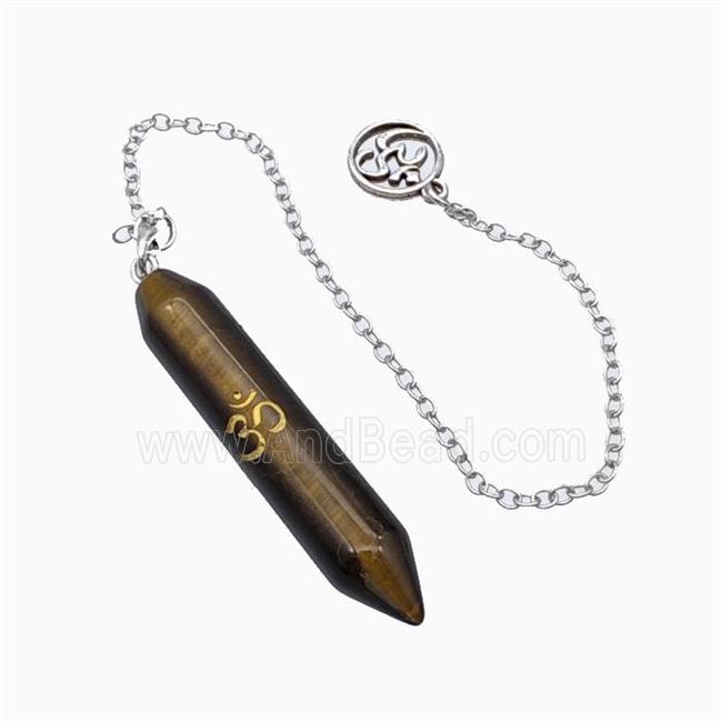 Tiger Eye Stone Prism Pendant With Chain