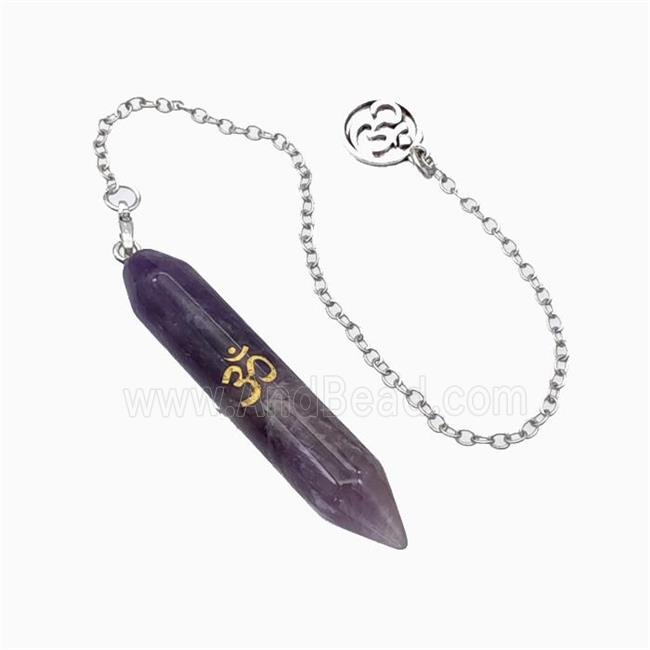 Purple Amethyst Prism Pendant With Chain