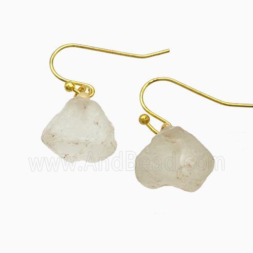 Crystal Quartz Nugget Copper Hook Earrings Gold Plated
