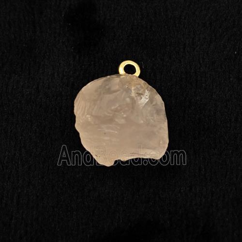 Pink Rose Quartz Nugget Pendant Freeform