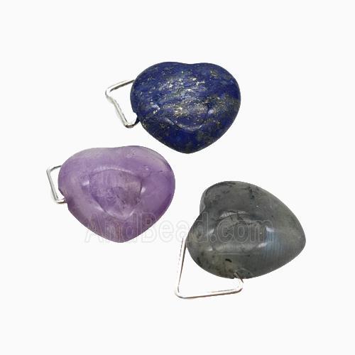 Natural Gemstone Heart Pendant Mixed