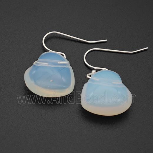 White Opalite Heart Hook Earrings