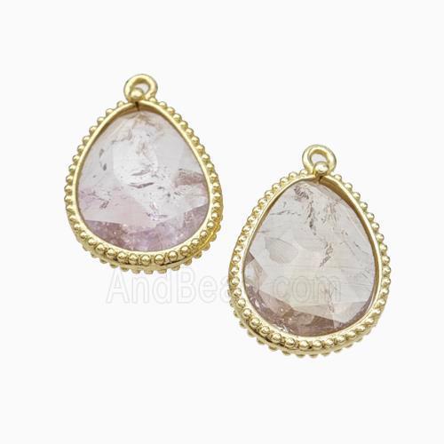 Natural Lt.purple Amethyst Teardrop Pendant Gold Plated
