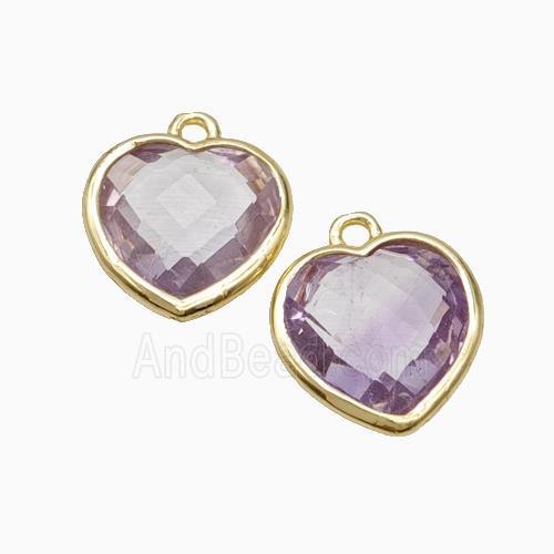 Natural Lt.purple Amethyst Heart Pendant Faceted Gold Plated
