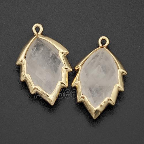 Natural Clear Quartz Leaf Pendant Gold Plated