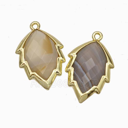 Natural Botswana Agate Leaf Pendant Gold Plated