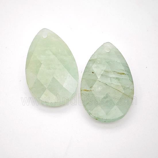 Natural Green Quartz Teardrop Pendant Faceted