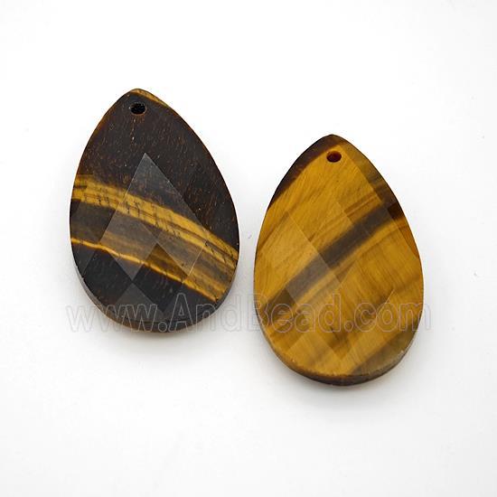 Natural Tiger Eye Stone Teardrop Pendant Faceted