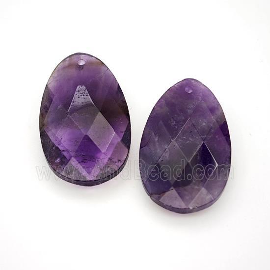 Natural Purple Amethyst Teardrop Pendant Faceted