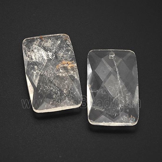 Natural Clear Quartz Rectangle Pendant Faceted