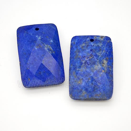 Natural Blue Lapis Lazuli Rectangle Pendant Faceted
