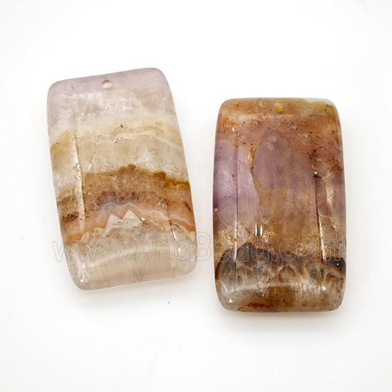Natural Aurora Amethyst Agate Rectangle Pendant