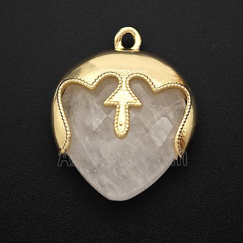 Natural Clear Quartz Face Pendant Gold Plated