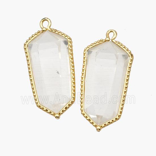 Natural Clear Quartz Prism Pendant Gold Plated