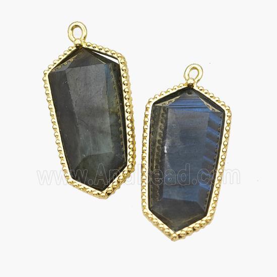 Natural Labradorite Prism Pendant Gold Plated